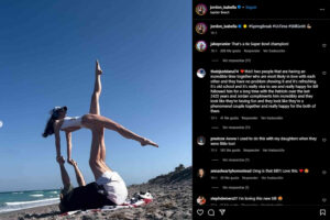 Bill Belichick enjoys acroyoga on the beach with his girlfriend Jordon Hudson Bill Belichick enjoys acroyoga on the beach with his girlfriend Jordon Hudson