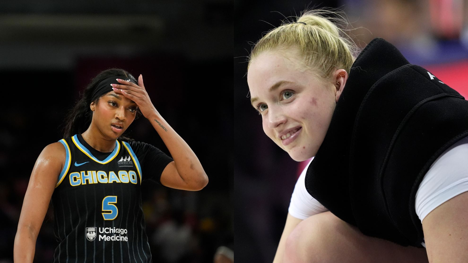Angel Reese stunned by Hailey Van Lith bold miniskirt look