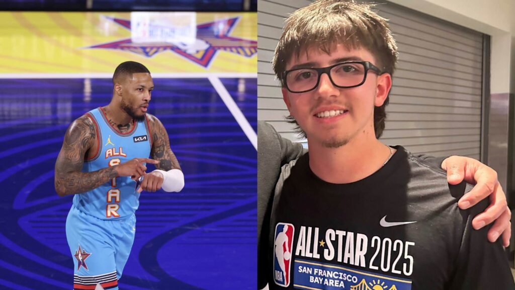 Damian Lillard defeated by a fan in a shooting challenge at the NBA All Star Game