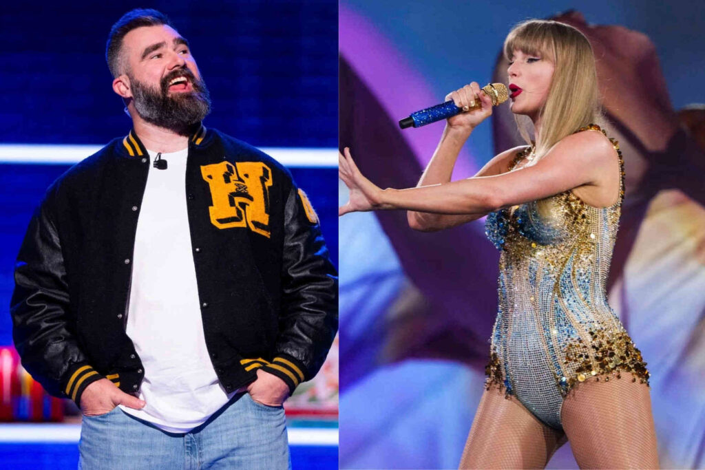 Jason Kelce runs out of breath during Taylor Swift’s debut on New Heights