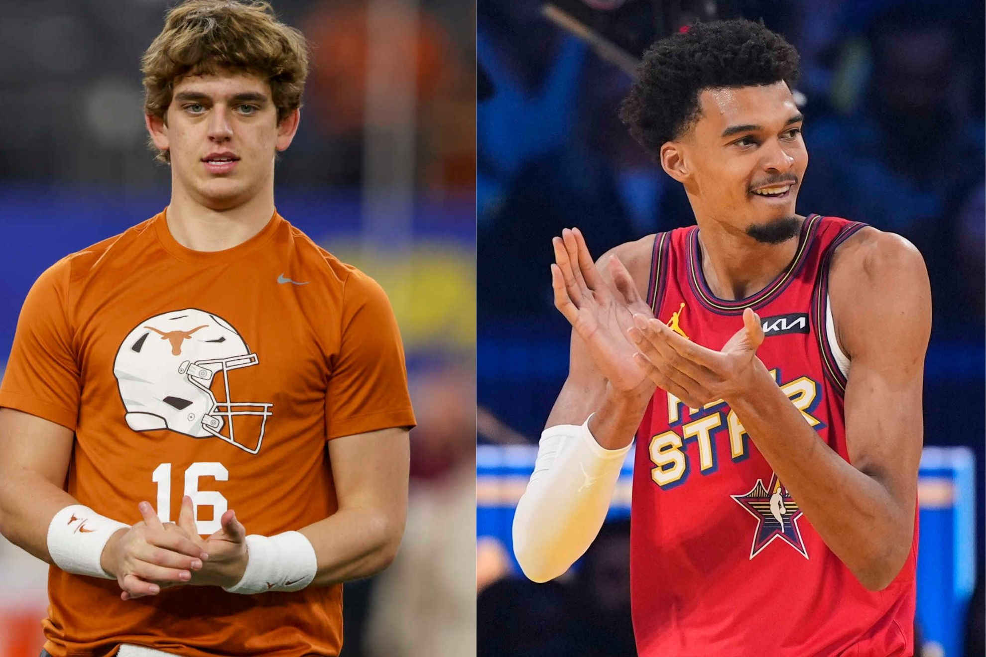 Arch Manning greets, but Victor Wembanyama doesn’t respond